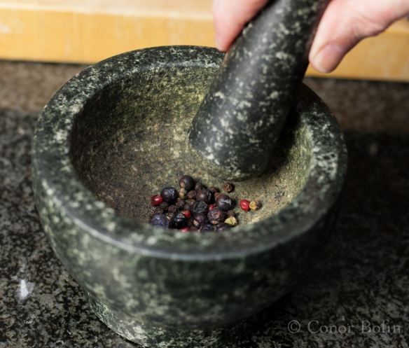 The juniper berries add a lovely flavour that works so well with the pepper.