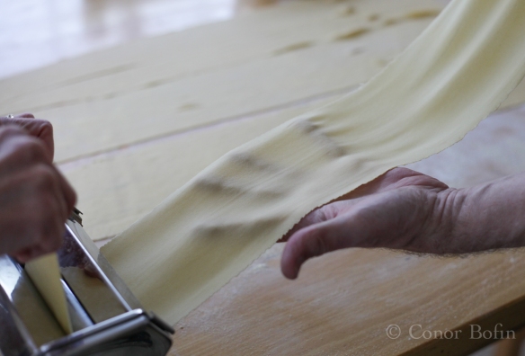 The pasta needs to be rolled very thin. Very, very thin...